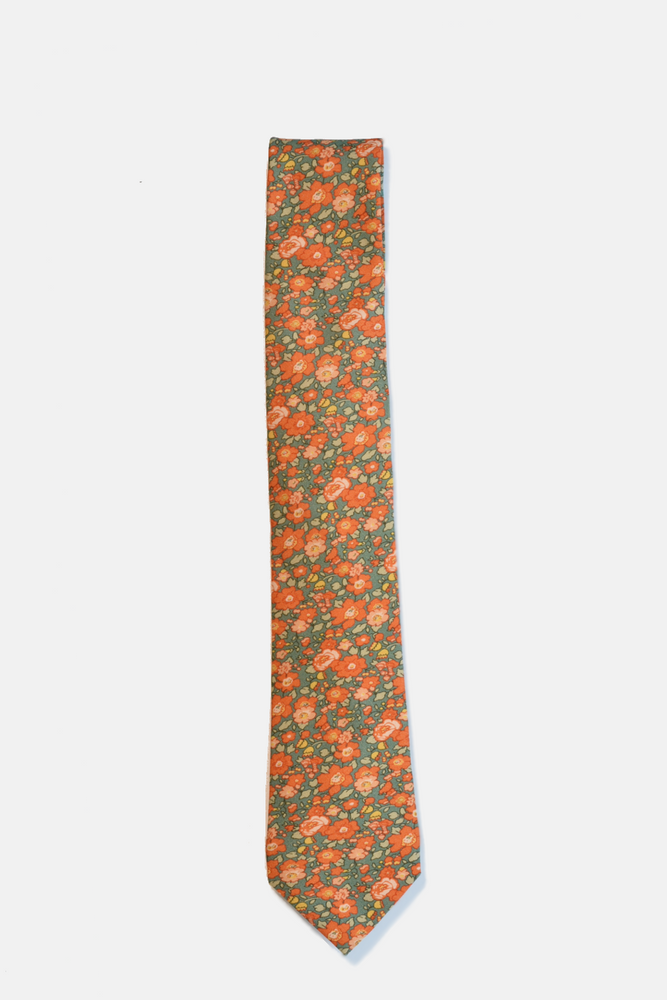 Orange Floral Tie
