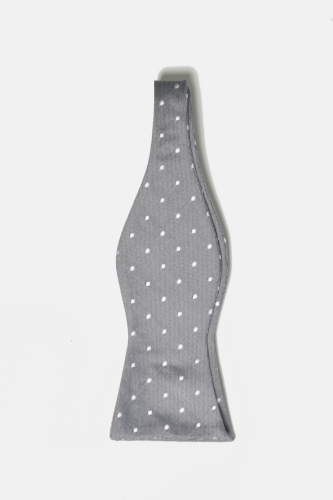 Grey Polka Dot Bow Tie