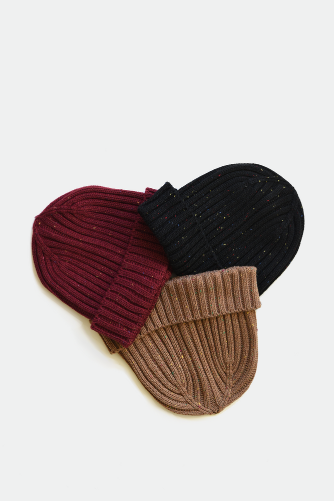 Brown, Burgundy, Black -- Donegal Wool Beanie