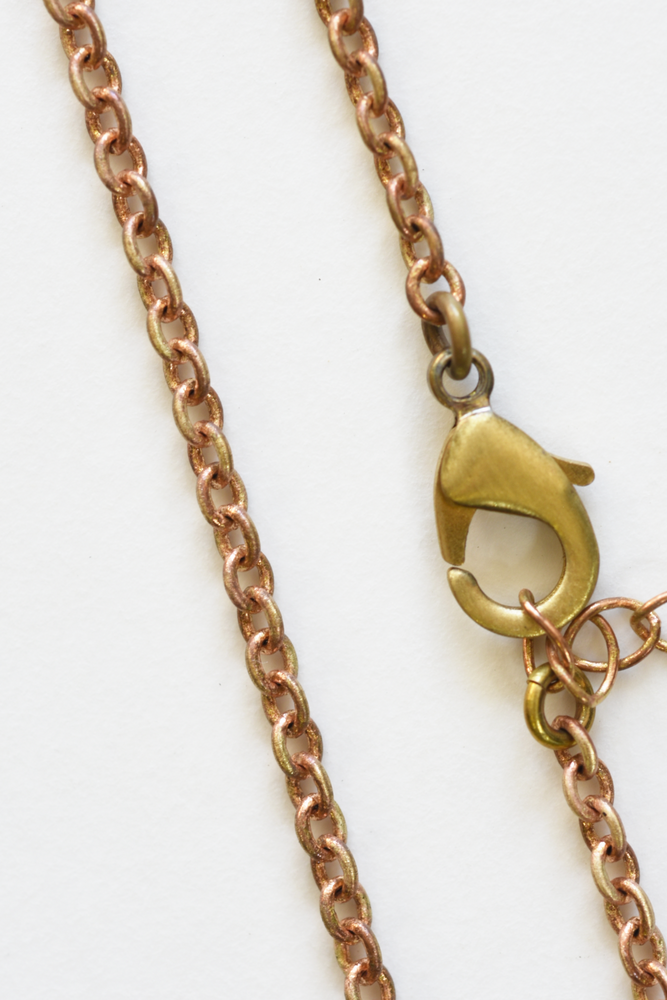 Oval Brass Pendant Necklace Chain