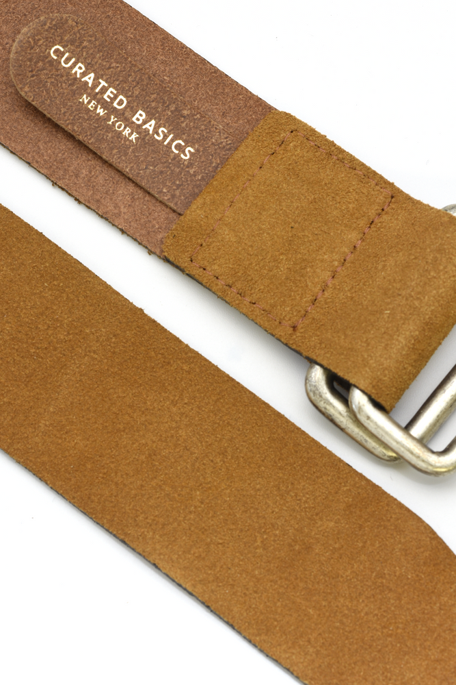 Camel Suede Square Ring Belt
