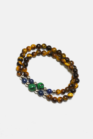 Double Wrapped Tiger Eyes Stretch Beaded Bracelet