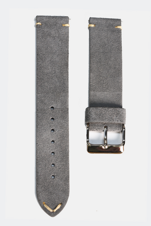 18mm // 20mm Gray Suede Leather Traditional 2pcs Strap