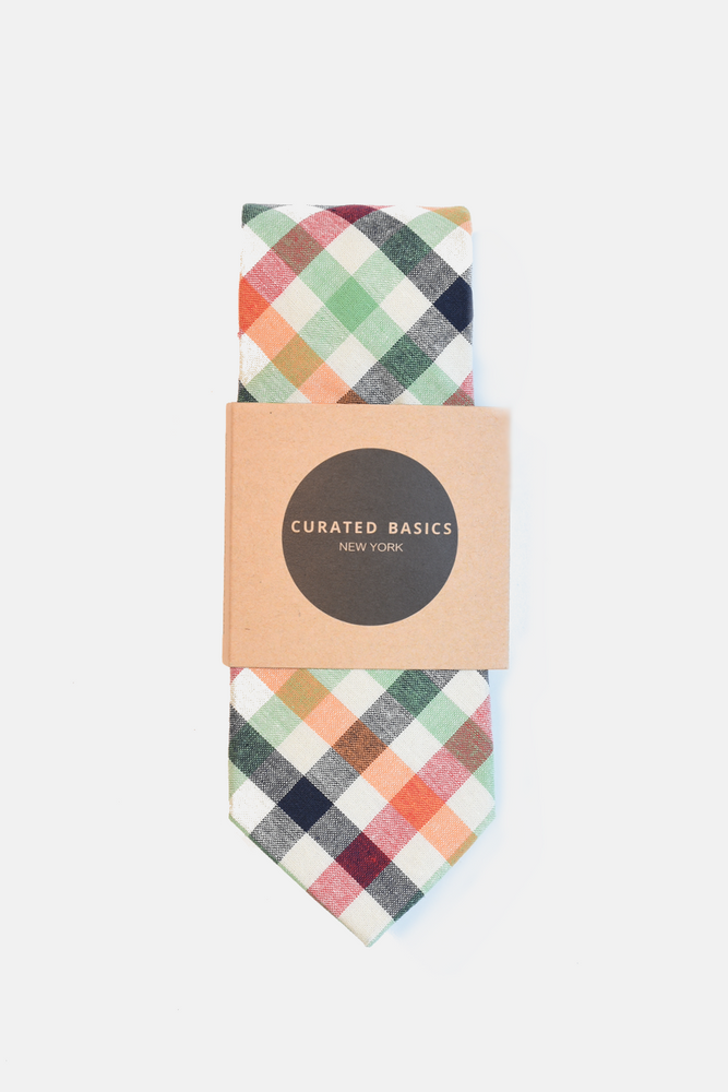 Orange and Green Gingham Tie