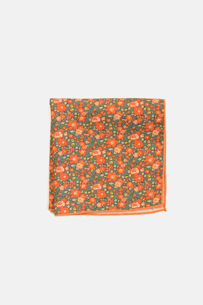 Orange Floral Pocket Square