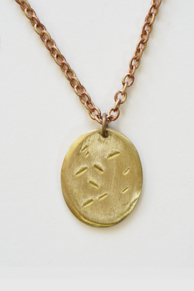 Oval Brass Pendant Necklace Chain