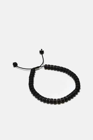 Onyx / Steel Disk Beaded Bracelet