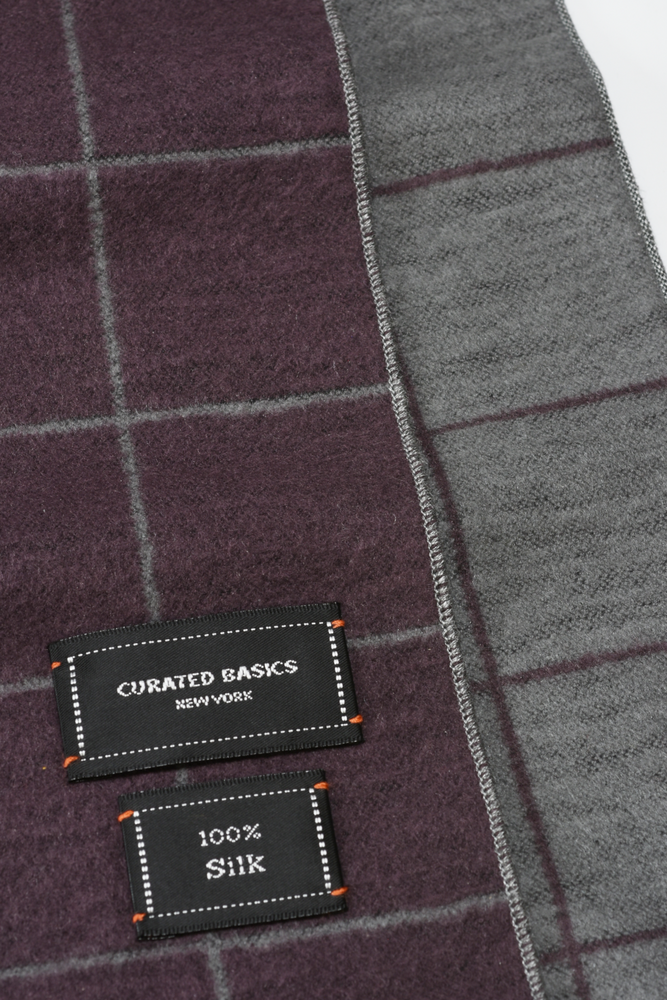 Brushed Silk Window-Pane Scarf