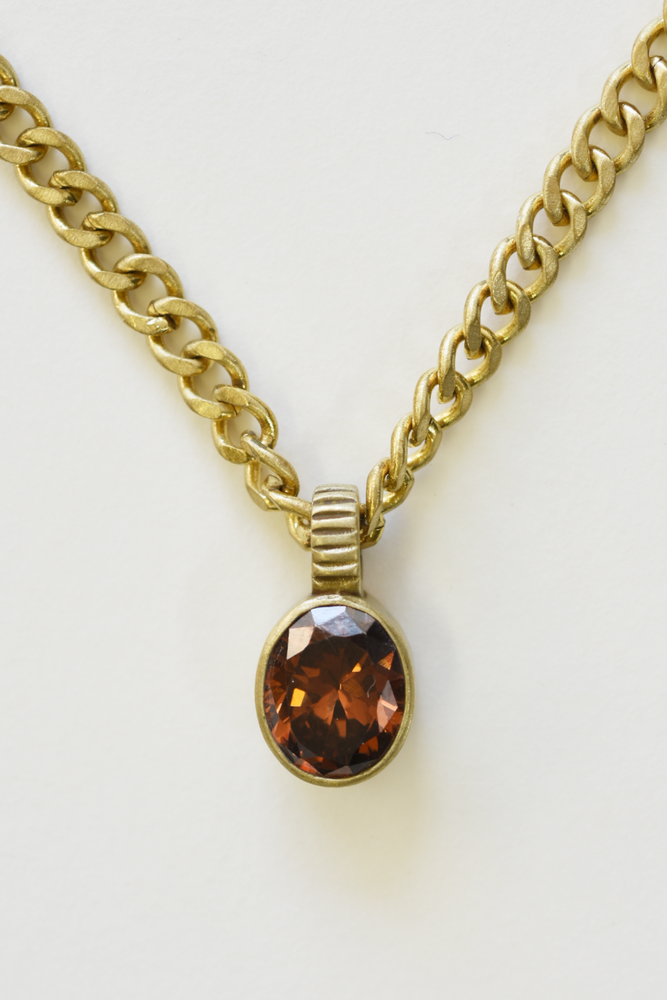 Smoky Quartz Pendant Necklace Chain