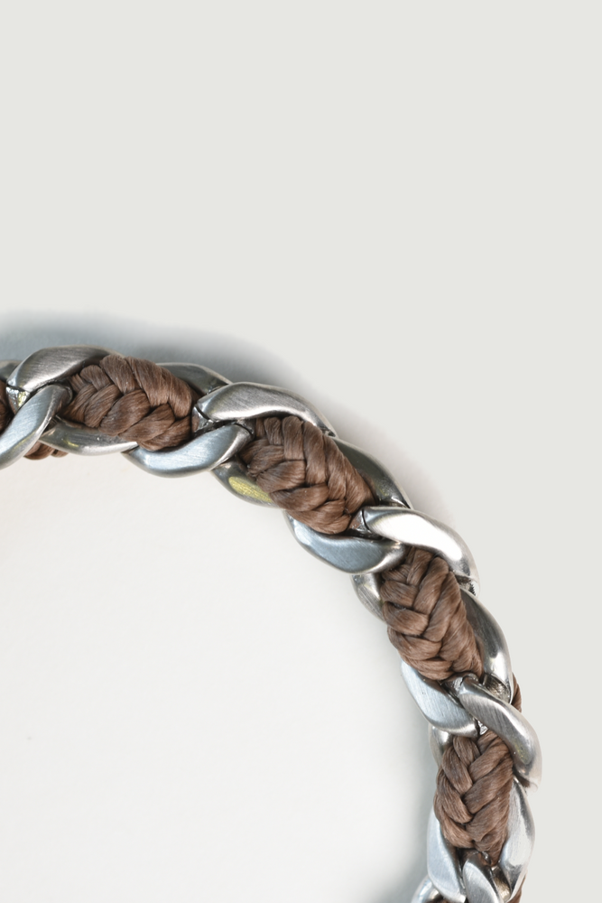 Braided Brown Rope with Chain Bracelet