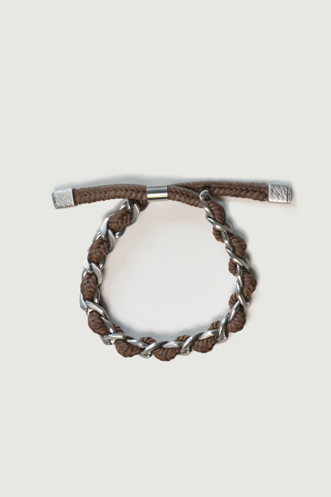Braided Brown Rope with Chain Bracelet
