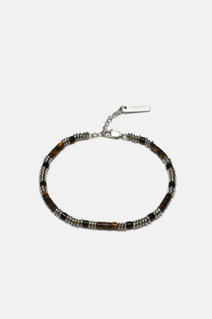 3mm Tiger Eyes Onyx Steel Beaded Bracelet