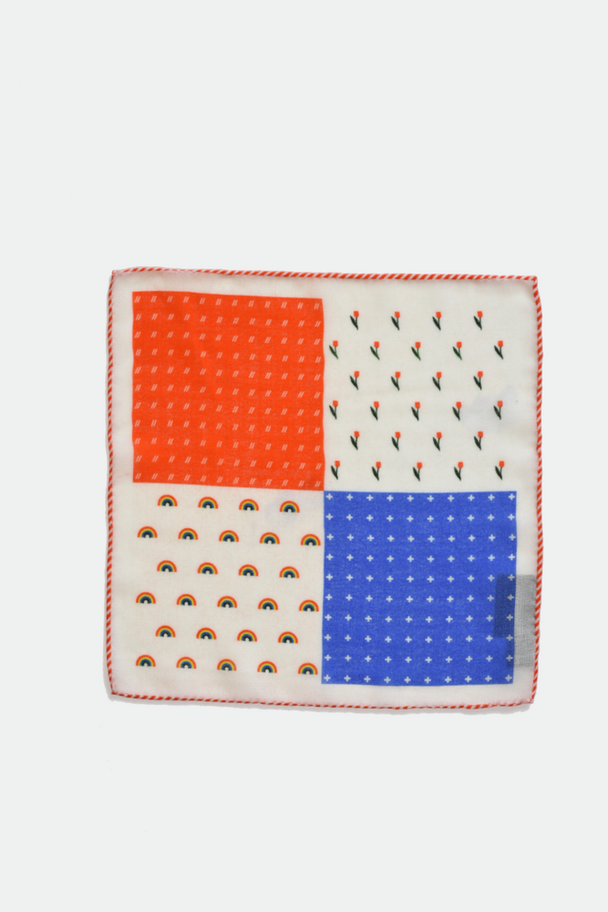 Orange Hem 4 Sided Wool Pocket Square
