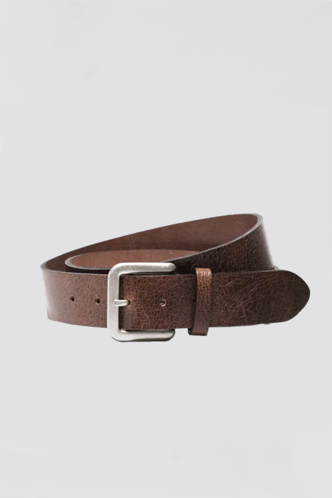 Wide Dark Brown Leather with Steel Buckle Belt