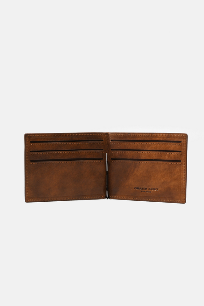 Wide Leather Money Clip Wallet