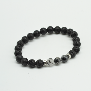 Lava/Quartz Stretch Beaded Bracelet