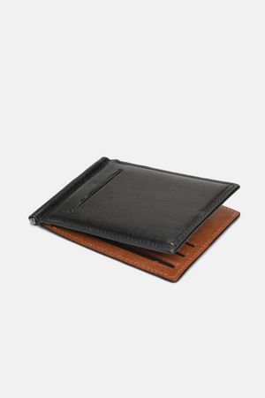 Wide Leather Money Clip Wallet