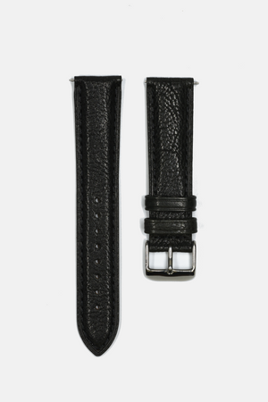 18mm // 20mm Black Leather Traditional 2pcs Strap