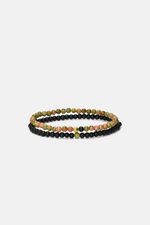 Onyx Unakite Beaded Bracelet Set