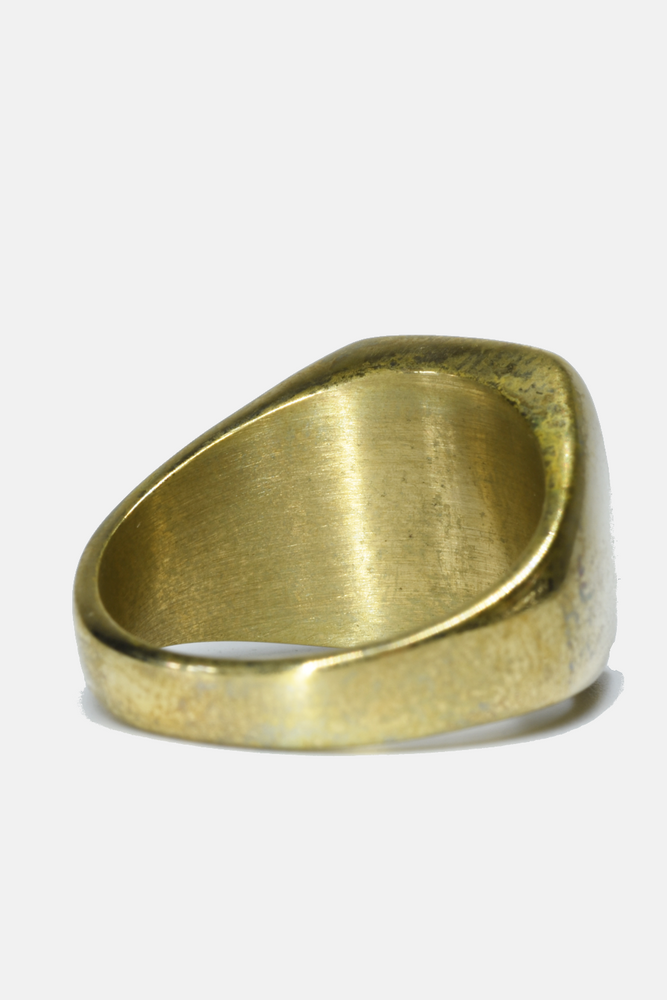 Brass Square Striped Ring