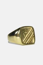 Brass Square Striped Ring