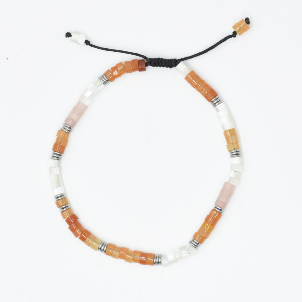 Amber Crystals + Pearls Beaded Bracelet