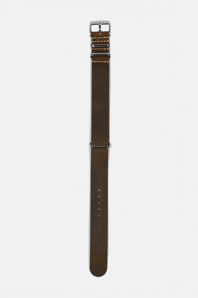 18mm Dark Brown Leather Nato Straps