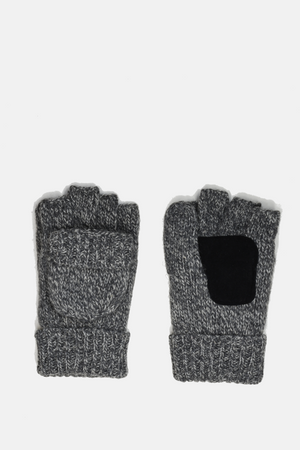 Grey Marled Wool Fingerless Glove
