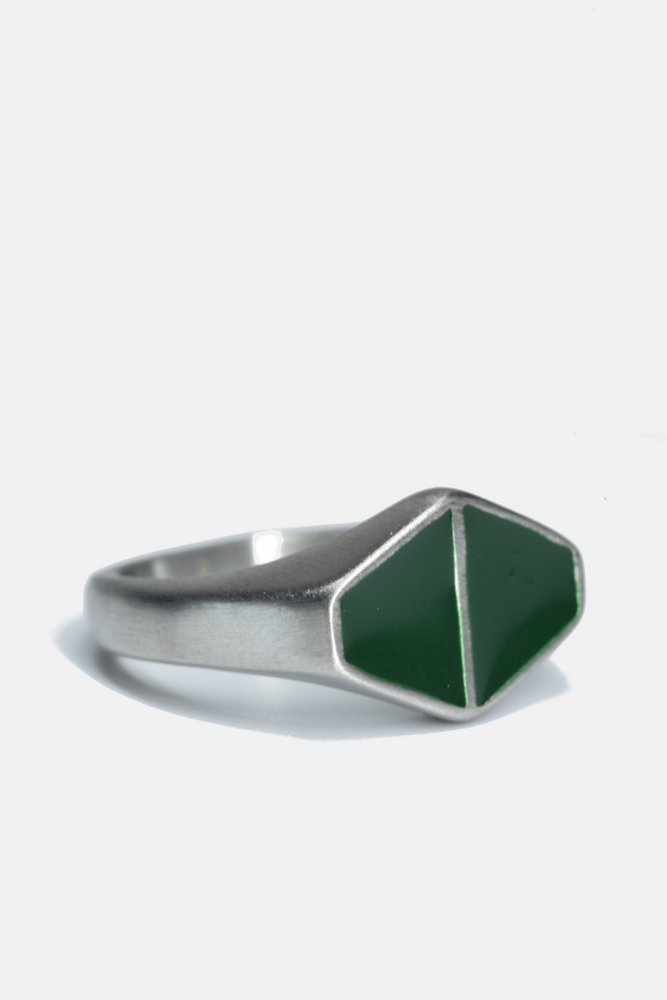 Green Duo Triangles Ring