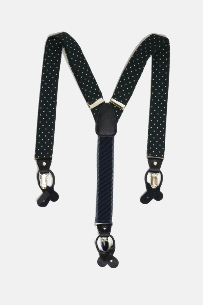 Green Polka Dots Wool Suspender