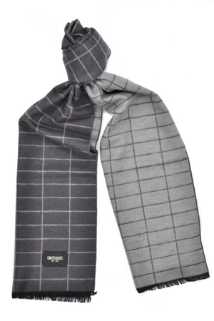 Charcoal Grey and Light Grey Window-Pane Scarf