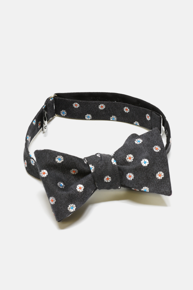 Grey Floral Dots Bow Tie