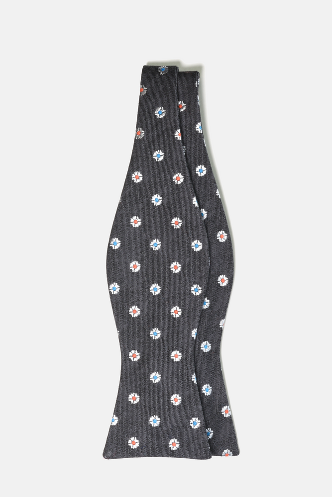 Grey Floral Dots Bow Tie