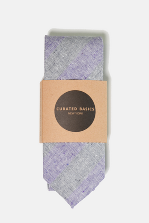 Grey and Lavender Linen Tie