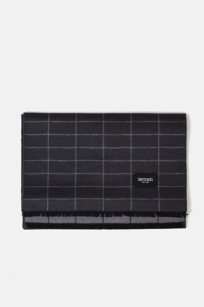 Charcoal Grey and Light Grey Window-Pane Scarf