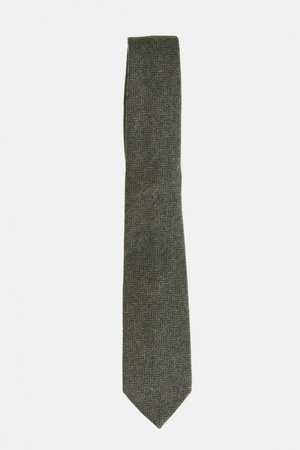 Dark Green Herringbone Wool Tie