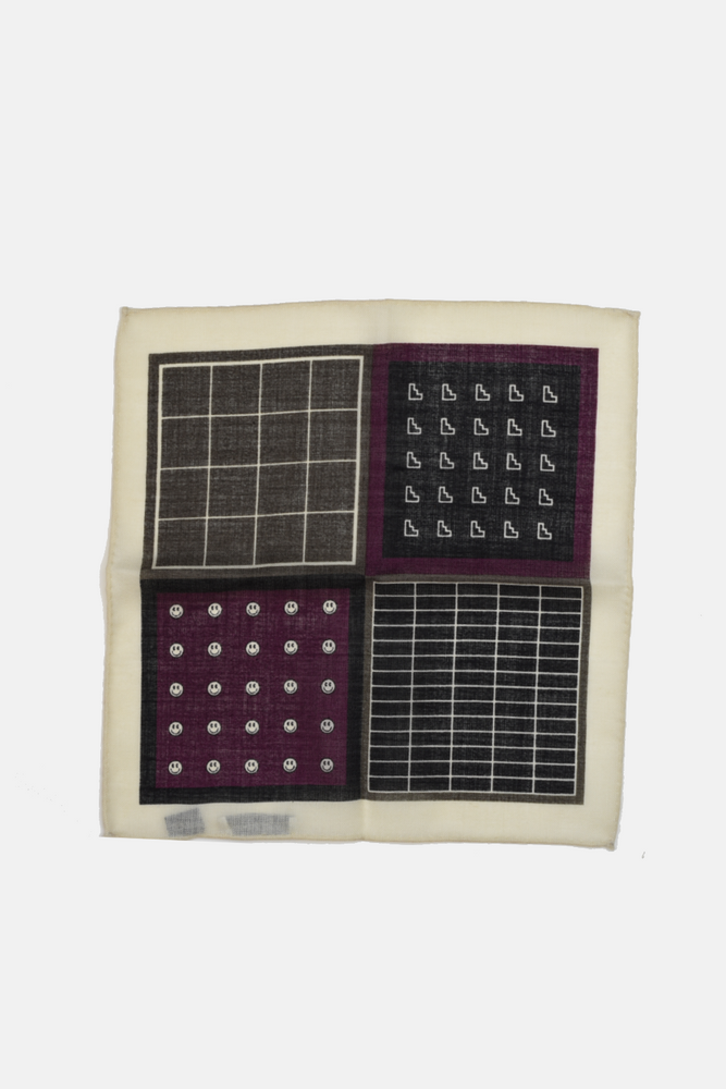 4 Sided Smiley Face and Window Pane Pocket Square