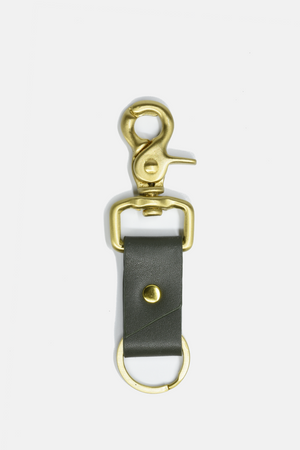 Olive Green Leather Keychain