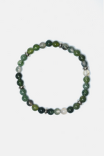 Moss Agate Stretch Beaded Bracelet