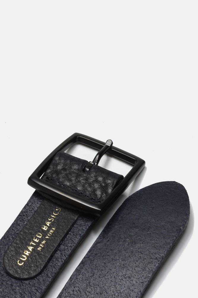 Dark Navy Leather Belt