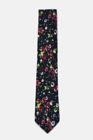 Dark Navy Floral Tie