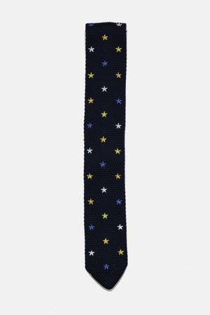 Navy Stars Knit Tie