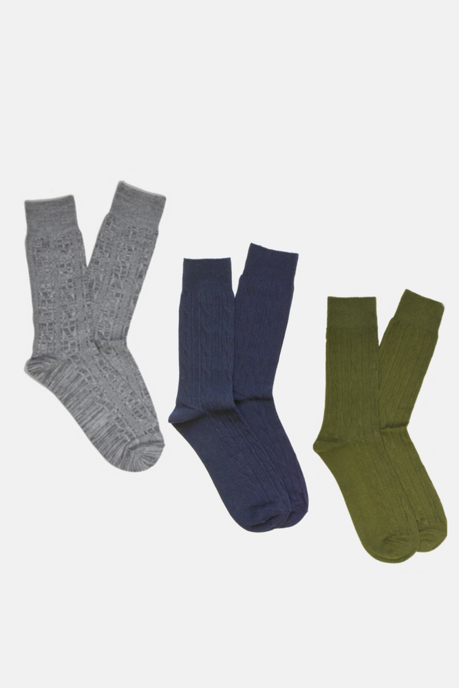 Pack of 3 Pairs of Cable Knit Socks
