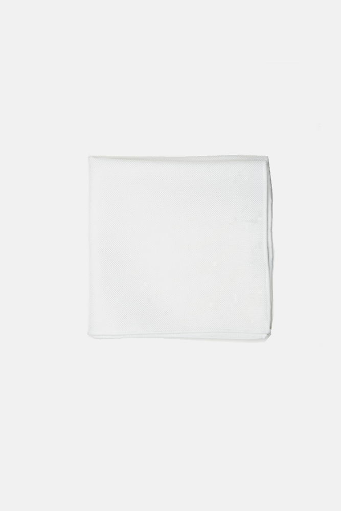 All White Linen Pocket Square