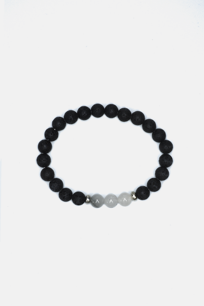 Lava/Quartz Stretch Beaded Bracelet