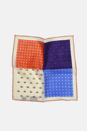 Orange Hem 4 Sided Wool Pocket Square