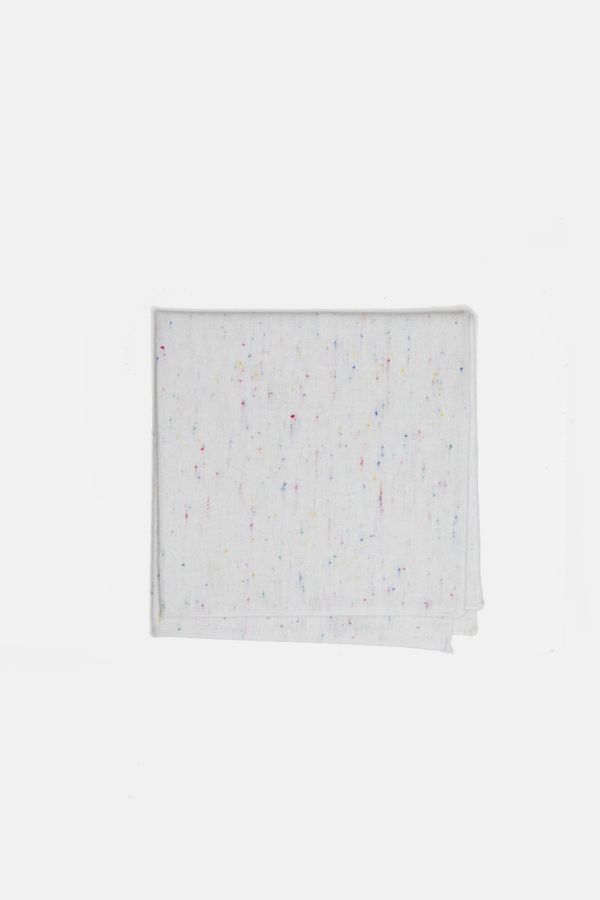 Speckled White Linen Pocket Square