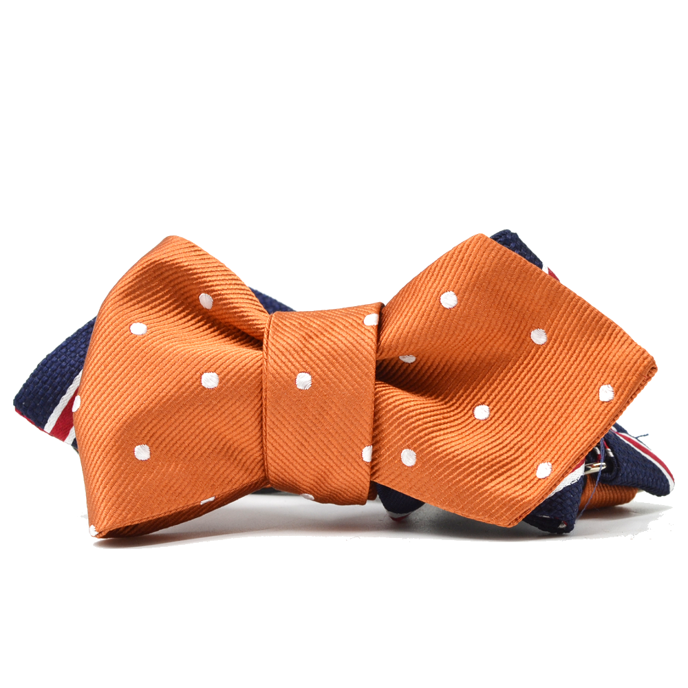 Orange Polka Dots // Striped Reversible Bow Tie