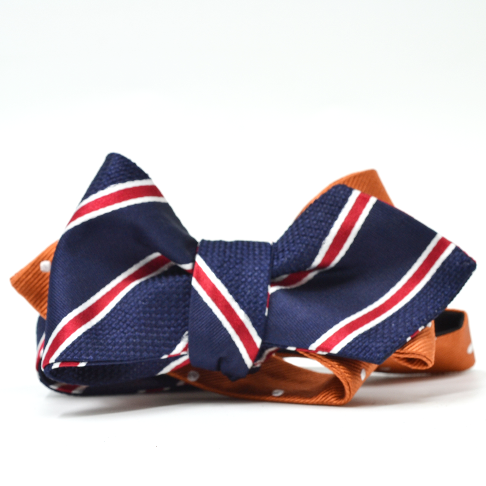 Orange Polka Dots // Striped Reversible Bow Tie