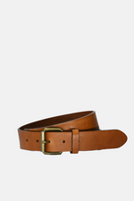Tan Brown Leather with Brass Buckle Belt